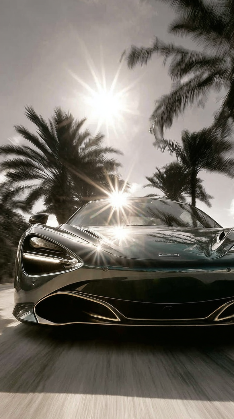 AI-generated McLaren 720S along a Miami ocean drive