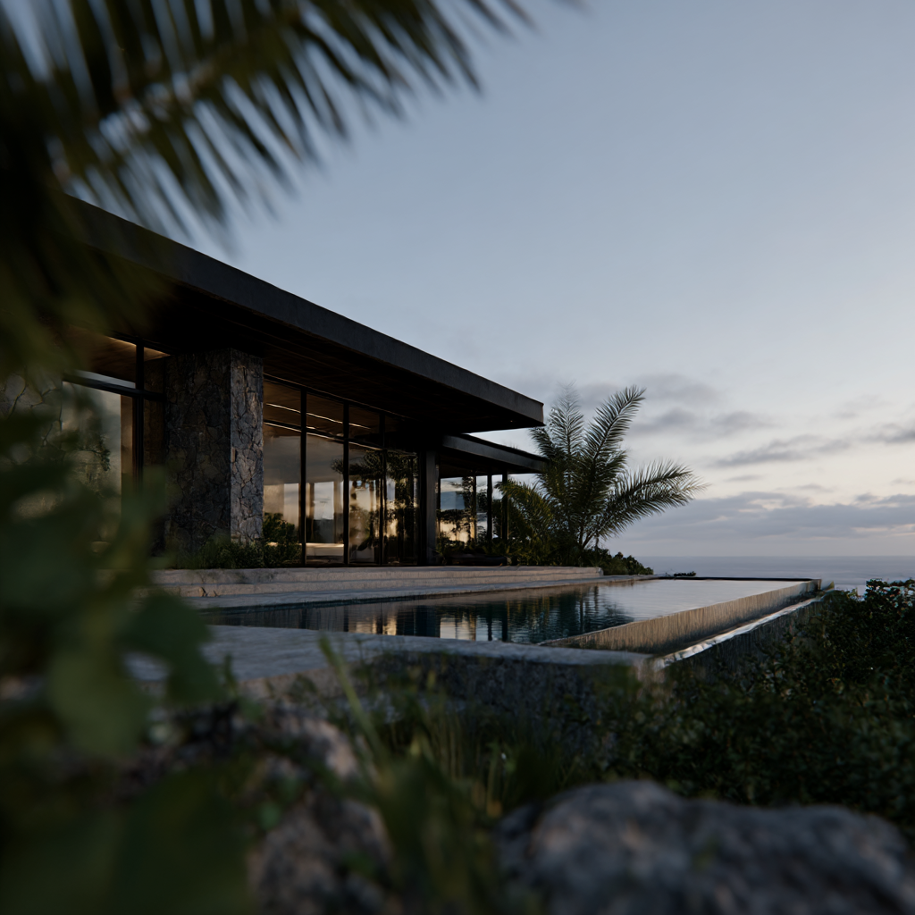 AI-generated ultra-luxury cliffside mansion concept